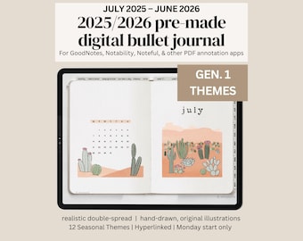 Midyear Journal, Premade Digital Journal, Mid year 2025 2026, Hand Drawn Original Art, Digital Bullet Journal, iPad Journal, Dated Planner