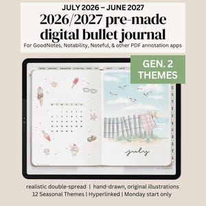2026 2027 Midyear Digital Journal, Hand Drawn Journal, Premade Dated Digital Journal, Realistic Planner, Midyear Journal, iPad Planner