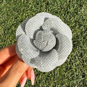 Sparkle Camellia Brooch: Glitter Flower Pin - Elegant Feminine Style