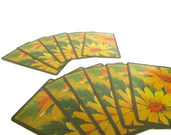 Vintage Sunflower Playing Cards: Set of 12 Floral Swap Cards