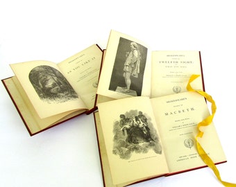 Antique Shakespeare Book Set: Macbeth, Twelfth Night, As You Like It