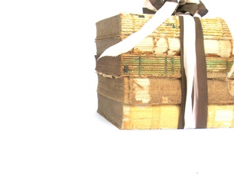 Rustic Book Bundle: 5 Raw Unbound Books, Shabby Chic Decor