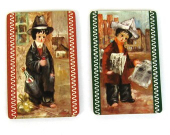 Vintage Card Lot, Vintage Playing Cards, Homeless Boy Cards, Hobo cards, Newspaper Boy Card Lot, Hobo Art Prints, Homeless Boy Art Prints