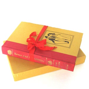 Sense and Sensibility by Jane Austen, The Heritage Press Boxed Edition, Vintage Book,  Mustard and Red Book Decor