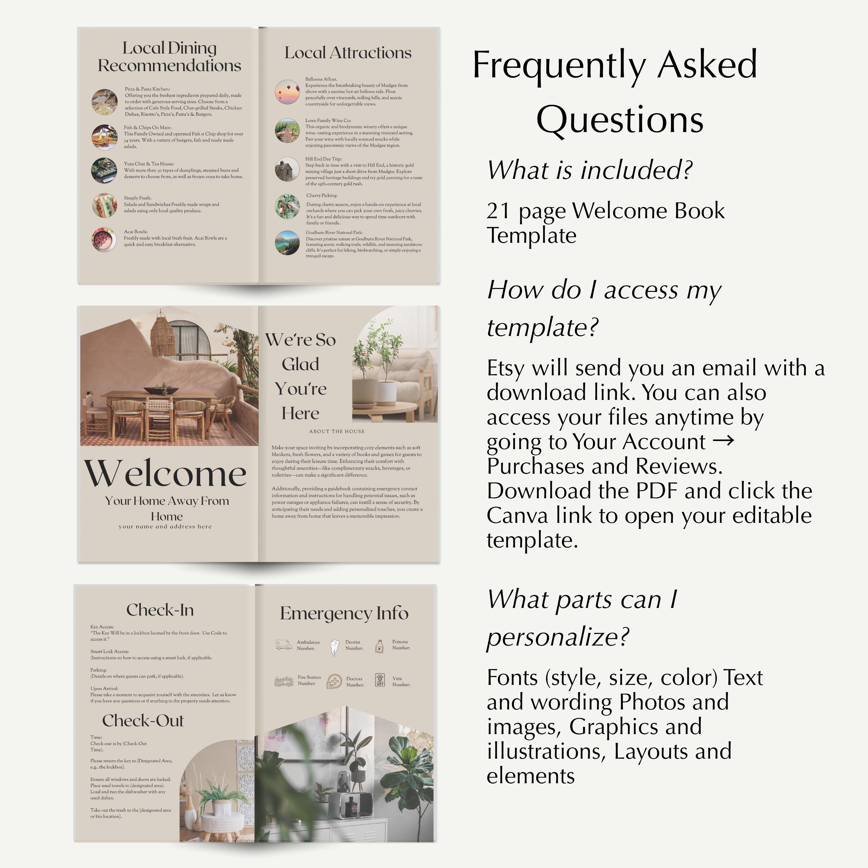 Personalized Airbnb Welcome Guide Editable Host Info Book Vacation ...