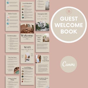 Guía de bienvenida de Airbnb editable Libro personalizado para anfitriones Información para huéspedes Libro de información para huéspedes Guía de Airbnb Manual personalizado para casas de alquiler vacacional