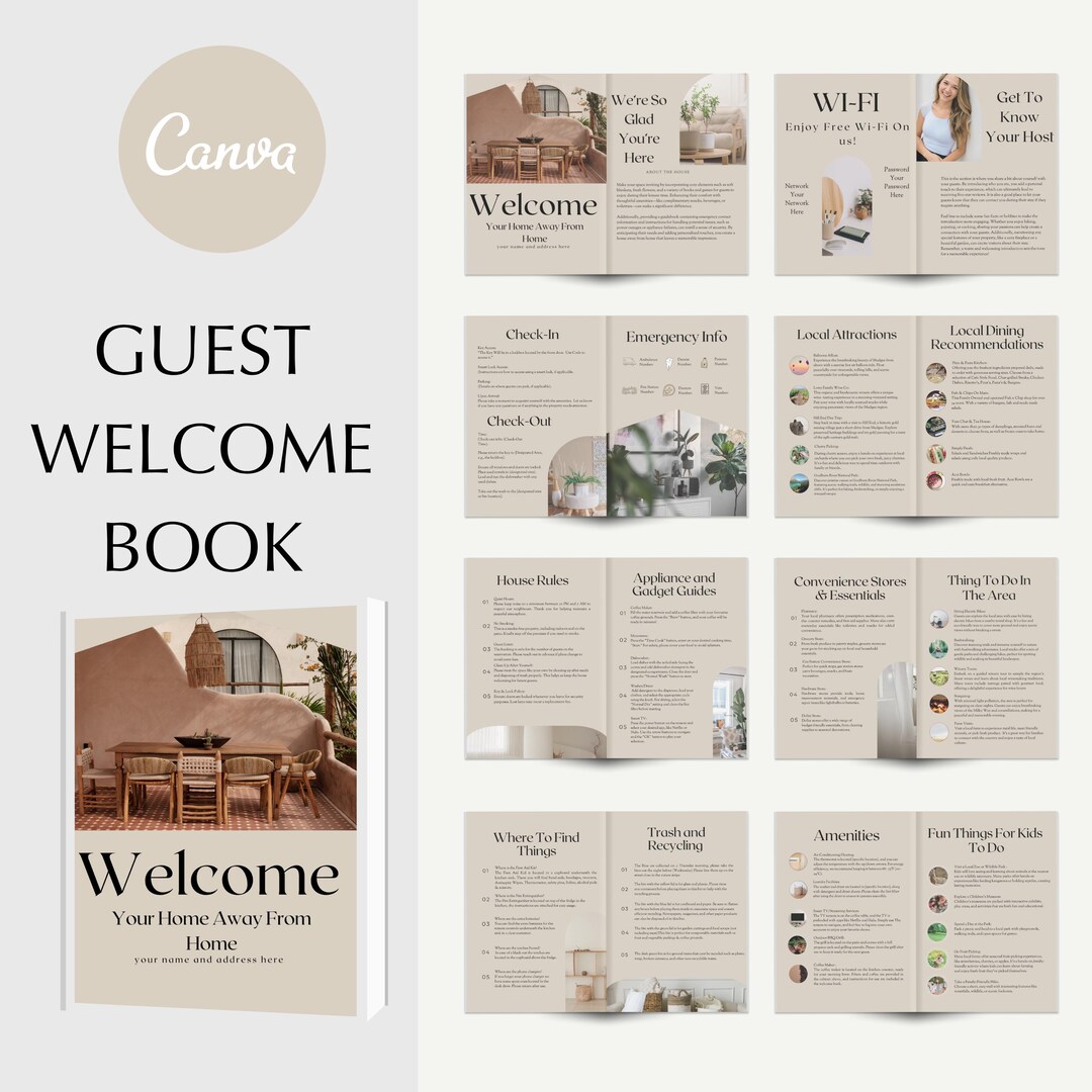 Personalized Airbnb Welcome Guide Editable Host Info Book Vacation ...