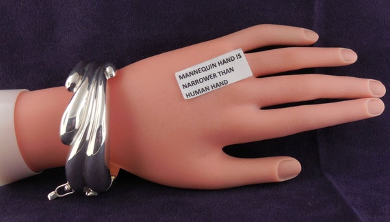 Sterling Silver Modernist Bangle Bracelet Signed … - image 5