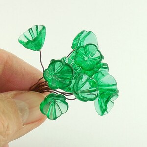 Vintage Glass Flowers for Jewelry Green Lot of 12 image 1