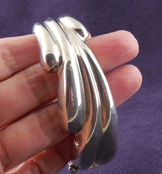 Sterling Silver Modernist Bangle Bracelet Signed … - image 4