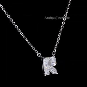 R – Radiant Initial Pendant Necklace | Gold & Lab-Grown Diamond | Anniversary Gift for Her