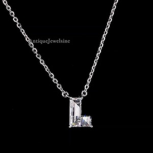L Shape Lab-Grown Diamond Alphabet Pendant | Gold Initial Necklace | Custom A-Z Jewelry | Diamond Name Necklace