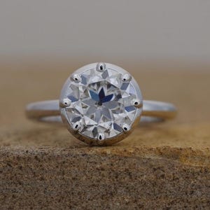 Round Old European Cut Diamond Ring,2.50 CT Round Cut Lab Grown Diamond Ring, Prong Set Diamond Ring For Her, Solitaire Diamond Wedding Band
