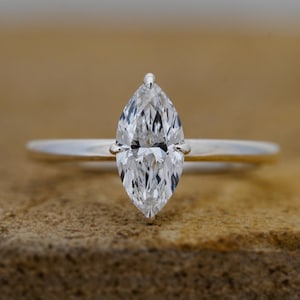 Marquise Cut Engagement Ring, Proposal Ring For Birthday Gift, Special Day Gift, Gift For Her, Solitaire Lab Made Marquise Diamond Ring
