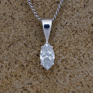 Lab Grown Diamond Necklace For Women, 1.00 CT Marquise Cut Solitaire Pendant Necklace, 14K Solid Gold Wedding Necklace, Dainty Necklace