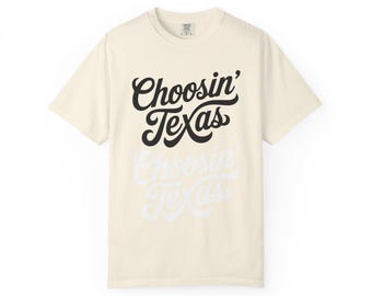 Choosin 'Texas Retro Script Texas Tee | Zustands Pride T-shirt