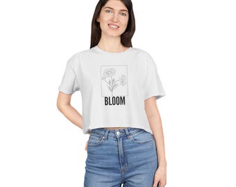 Floral Crop Top: 100% Cotton Blooming Flower Shirt