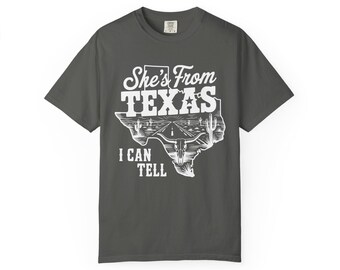 Shes From Texas I Can Tell Texas Outline Graphic T-Shirt | Western Skyline