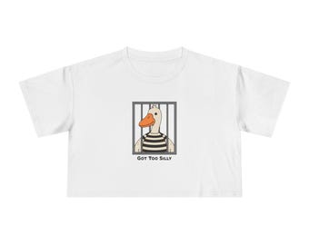 Lustiges Gans Crop Tee: Dummer Grafikdruck, 100% Baumwolle