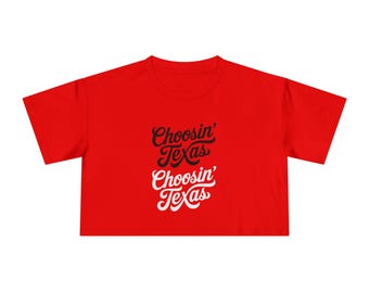 Choosin 'Texas Script Graphic Damen Crop T-Shirt