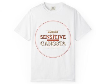 Sensitive Gangsta Retro Text Graphic Tee T-shirt | Vintage Typography