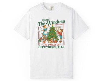 Deck These Halls Christmas Tree T-Shirt | Vintage Holiday Illustration