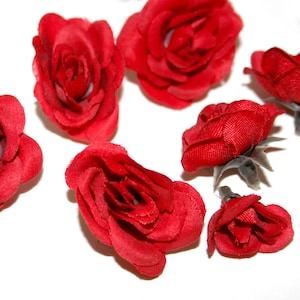 10 Red Tea Roses - Various Sizes - Artificial Flowers, Silk Roses - PRE-ORDER