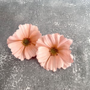 4 Delicate Salmon Pink Cosmos Artificial Flowers, Silk Flowers image 5