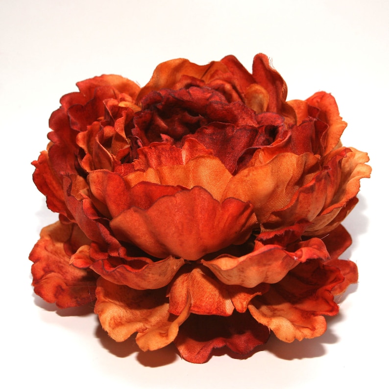 1 ENORMOUS Rust Orange Peony Artificial Flower Head, Silk Flowers PRE-ORDER Stem and Leaves Available image 1