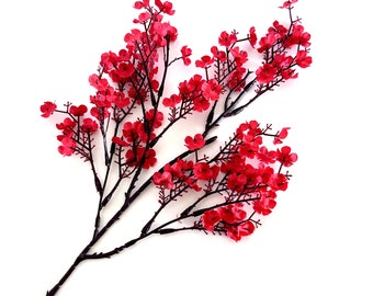 Red Gypsophila Baby's Breath Blossom Branch - Artificial Flowers