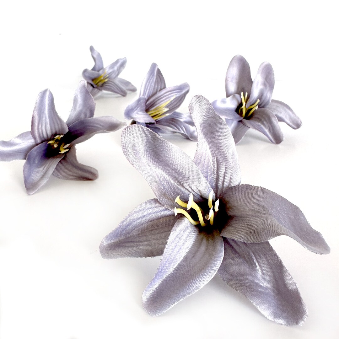 5 Tiger Lilies in Gray Artificial Flowers, Silk Flower Heads Etsy