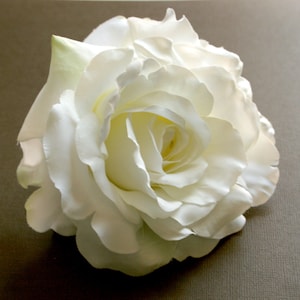 1 Large White Georgia Rose - Light Green Accents - Artificial Flower - PRE-ORDER- With or Without Stem
