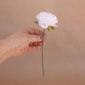 Perfect White Ranunculus Pick - Artificial Flowers, Silk Flowers