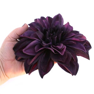 Purple EGGPLANT Dinner Plate Dahlia - Artificial Flower, Silk Flower - Available with or without stem- PRE-ORDER