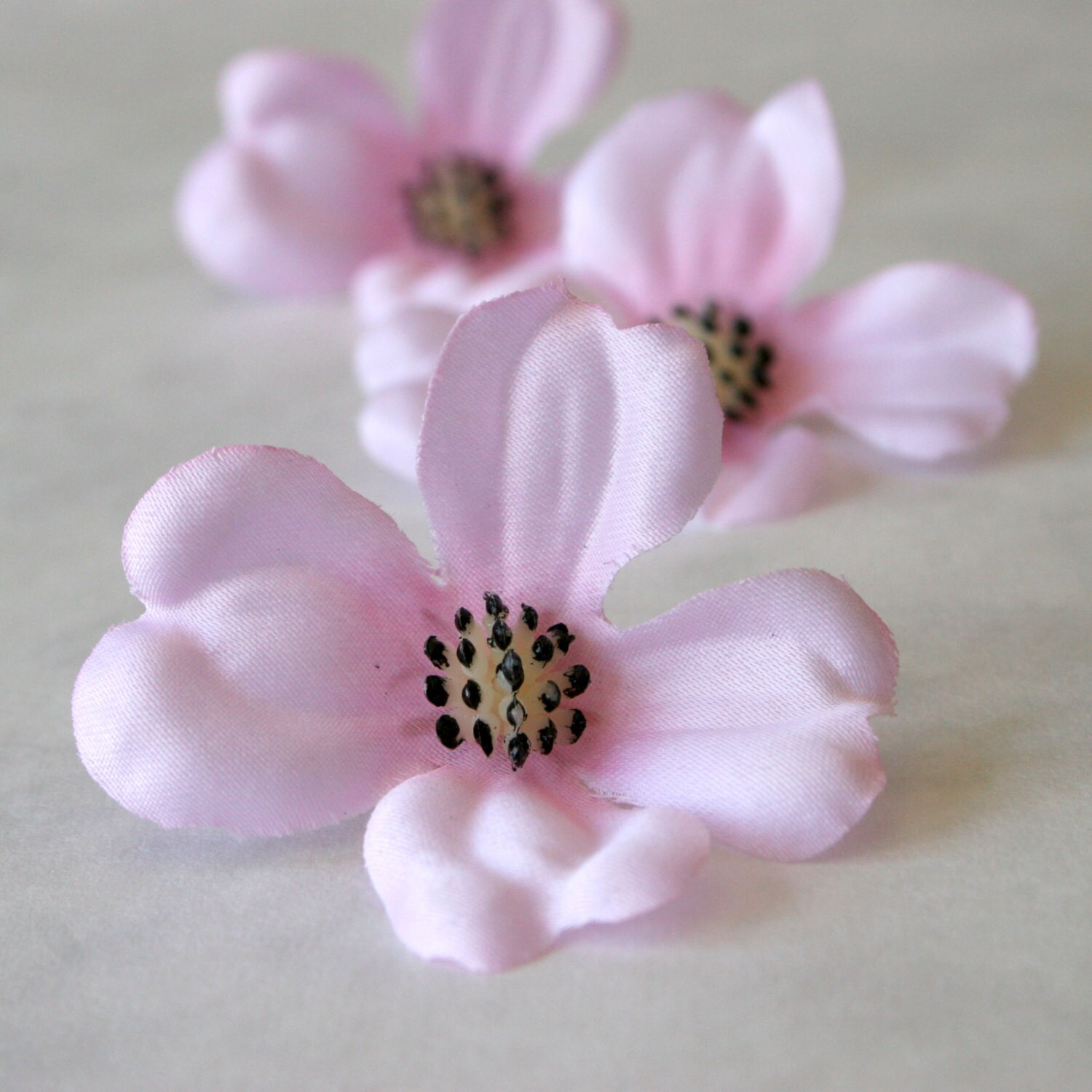 3 Small Dogwood Blossoms in Blush Pink Artificial Flowers Etsy