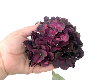 Large Plum Hydrangea Bunch - Full Head - Artificial Flowers, Blossoms, Silk Flowers - PRE-ORDER