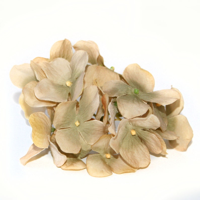 1 Beige Hydrangea Bunch - Small Head - Artificial Flowers, Blossoms ...