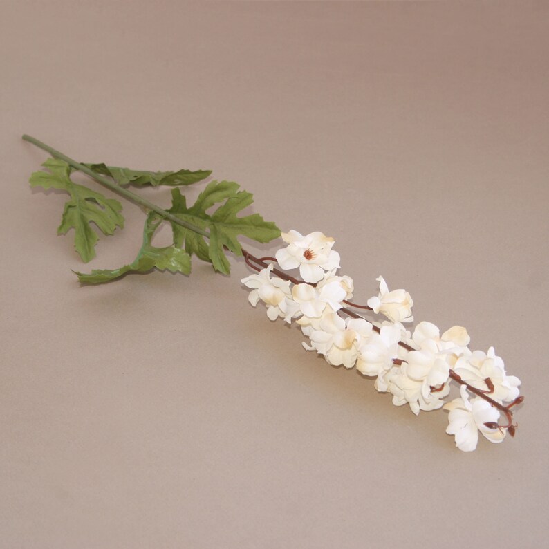 Ivory White Silk Delphinium Stem 1214 Blossoms Ariticial Etsy