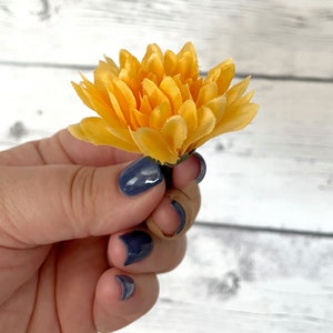 5 Harvest Yellow Baby Mums - Artificial Flowers, Silk Flower Heads