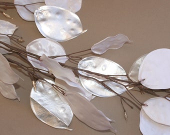 Cream Metallic Silver Dollar Stem - Floral, Artificial Flowers, Silk Flowers - PRE-ORDER