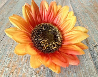 Orange Yellow Sunflower - 4 inches - Artificial Flowers, Silk Flower Heads