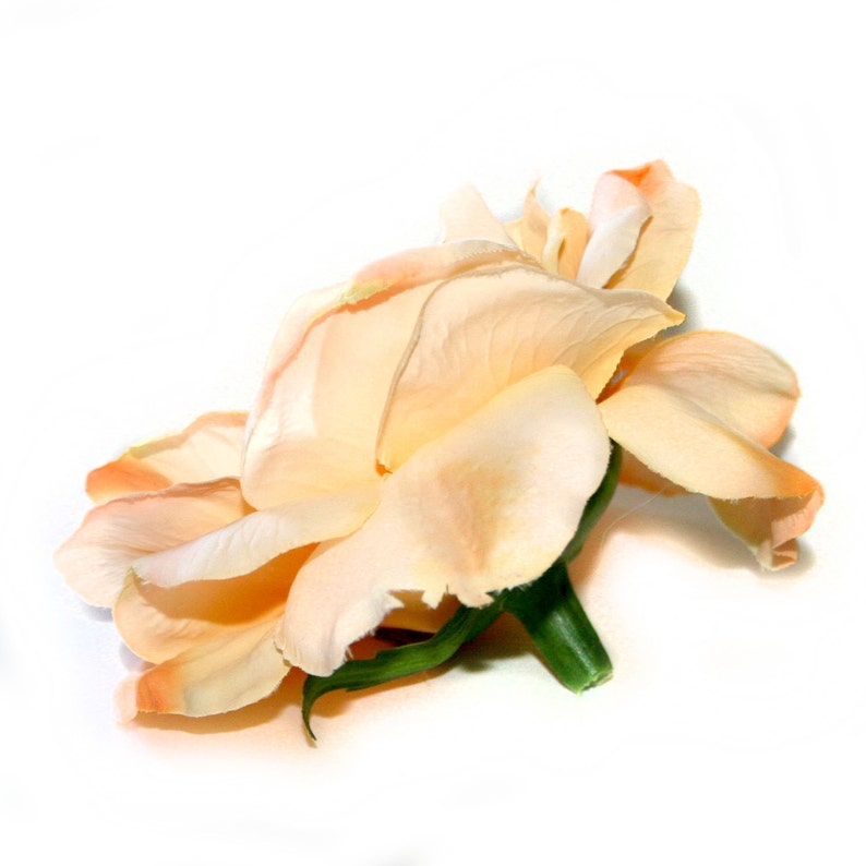 1 Large Perfectly Peach Sophia Rose Orange Accents Artificial Flower, Silk Flower Heads PRE-ORDER With or Without Stem image 3