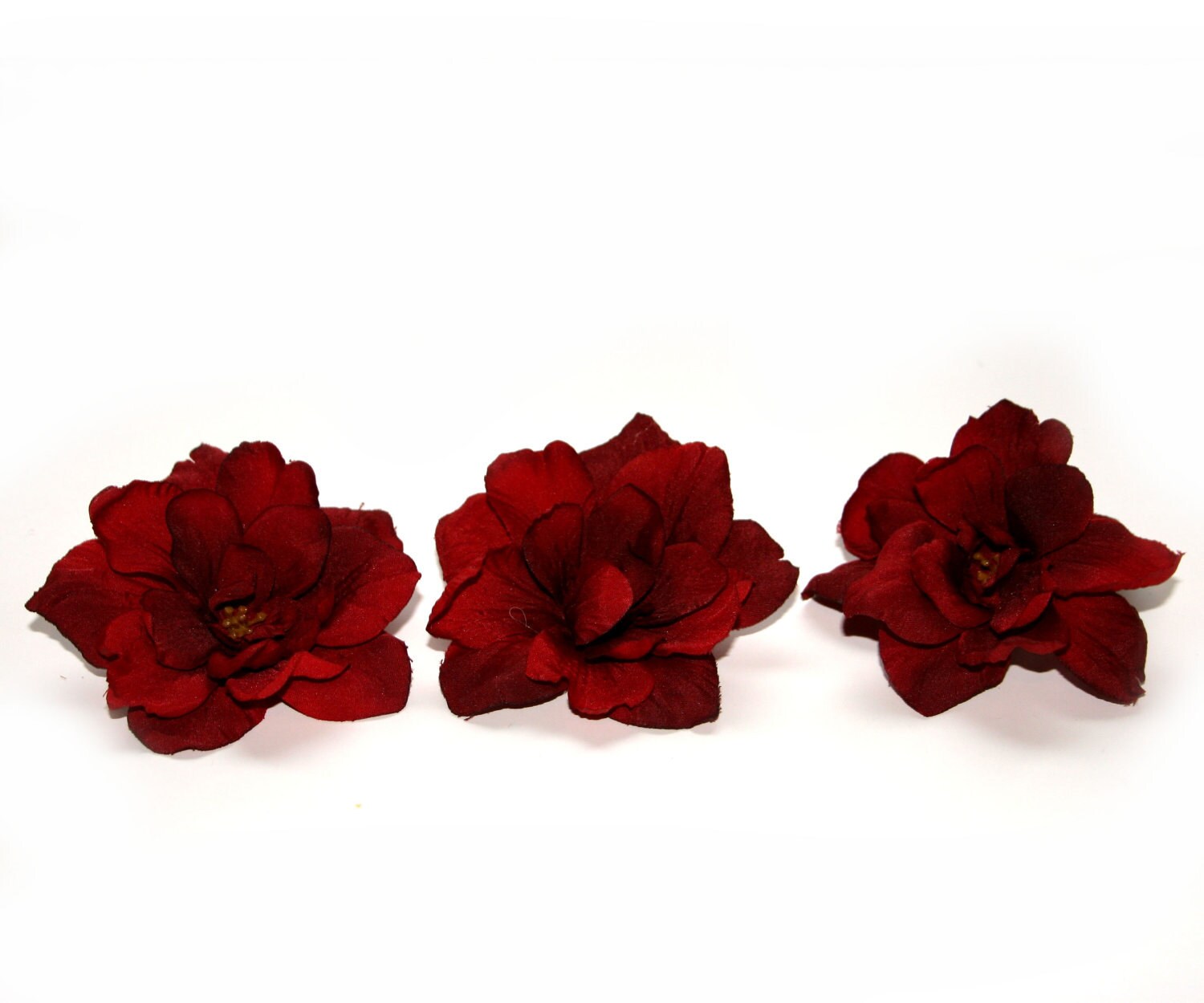 3 Deep Red Silk Delphinium Blossoms Silk Flower Heads - Etsy