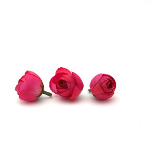 3 Fuchsia Pink Baby Ranunculus Artificial Flowers, Silk Flowers image 2