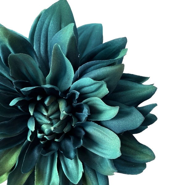 Blue Green Dinner Plate Dahlia - Artificial Flower - 7 Inches