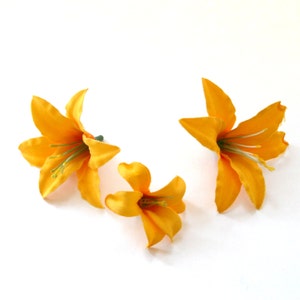 10 gigli tigrati in oro giallo - fiori artificiali, teste di fiori di seta - PRE-ORDINE