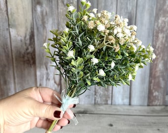 BRIDESMAID BOUQUET with Gypsophila Babies Breath  - Artificial flowers - Cream and Beige