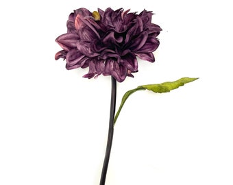 Rustic Purple Silk Dahlia - Artificial Flower - Available with or Without Stem