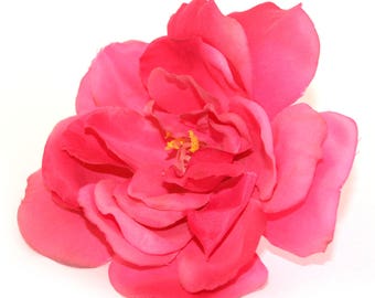 Layered Bright Pink Magnolia Garden Rose - Artificial Flower, Silk Flower Head