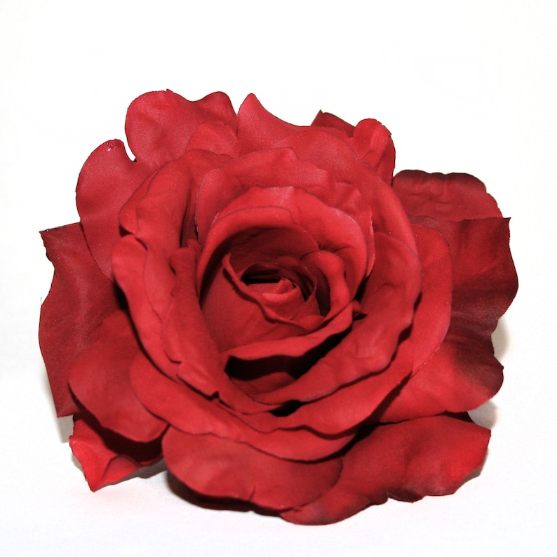 Silk Flowers Artificial Flowers PRE-ORDER With or Without Stem 1 Large Deep Red Georgia Rose